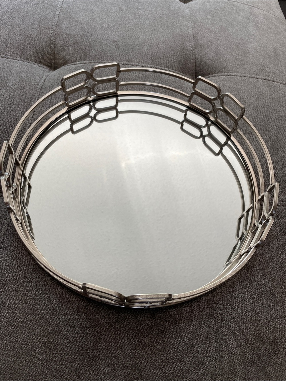 Metal framed glass decorative tray.